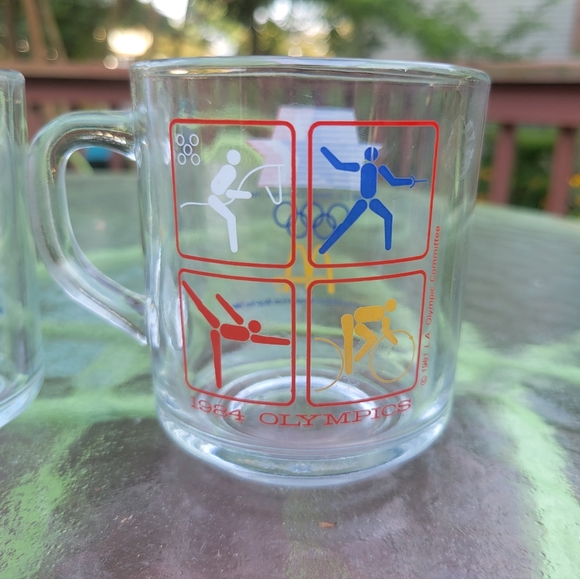 Vintage Set of 3 Anchor Hocking McDONALDS  1984 LA OLYMPICS Clear Glass Cup MUGS - Picture 2 of 6